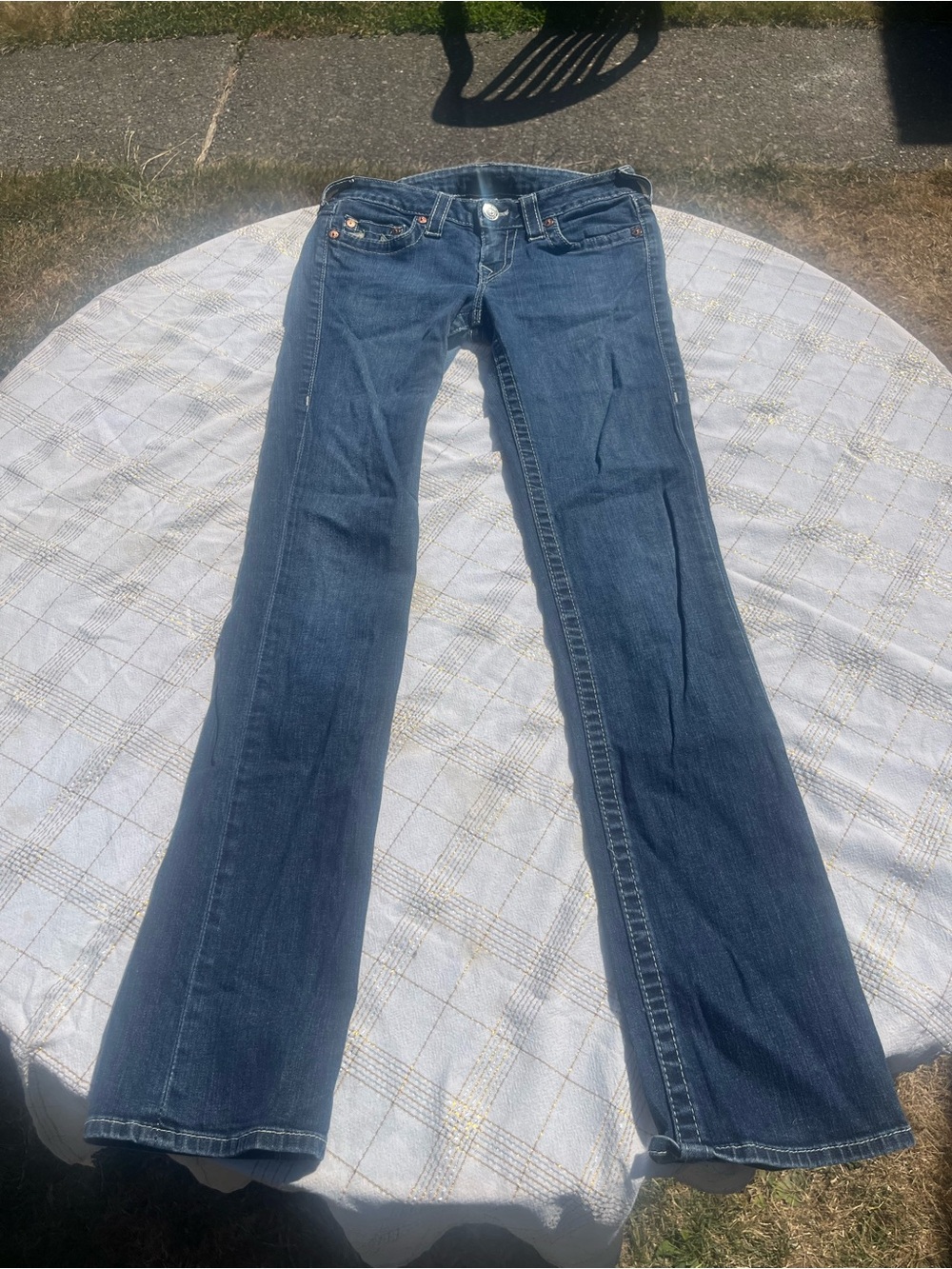 Women's True Religion Dark Blue Flared Jeans - Comfortable Everyday Denim